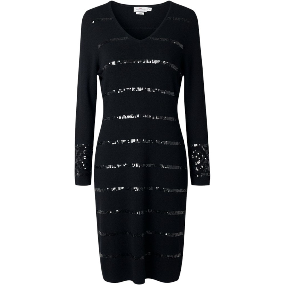 Vineyard Vines Sequin Merino Wool Sweater Dress Sz XS Little Black Dress Glam